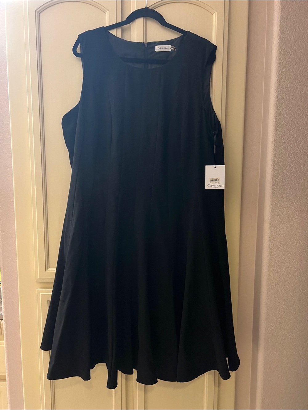 22w Calvin Klein Black Sleeveless A-Line Midi Dress new with tags